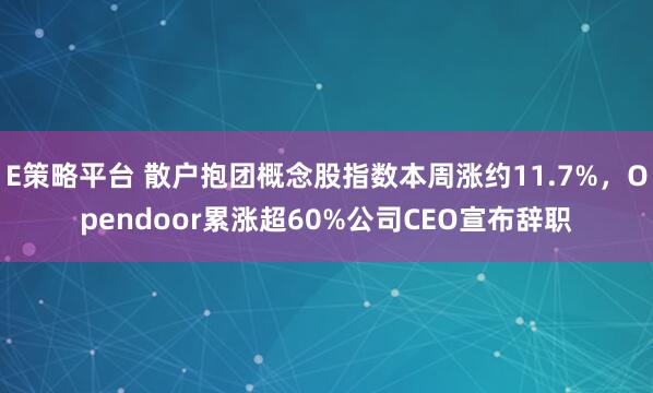E策略平台 散户抱团概念股指数本周涨约11.7%，Opendoor累涨超60%公司CEO宣布辞职