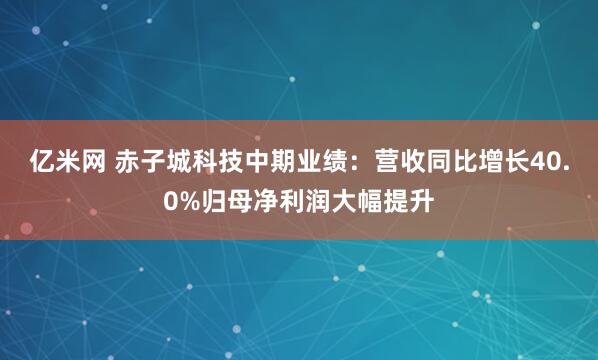 亿米网 赤子城科技中期业绩：营收同比增长40.0%归母净利润大幅提升