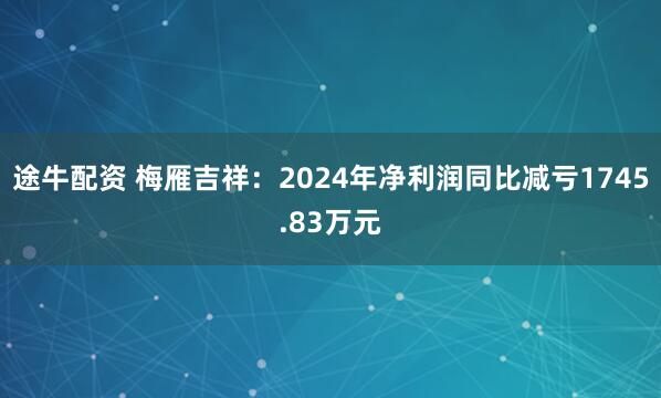 途牛配资 梅雁吉祥：2024年净利润同比减亏1745.83万元